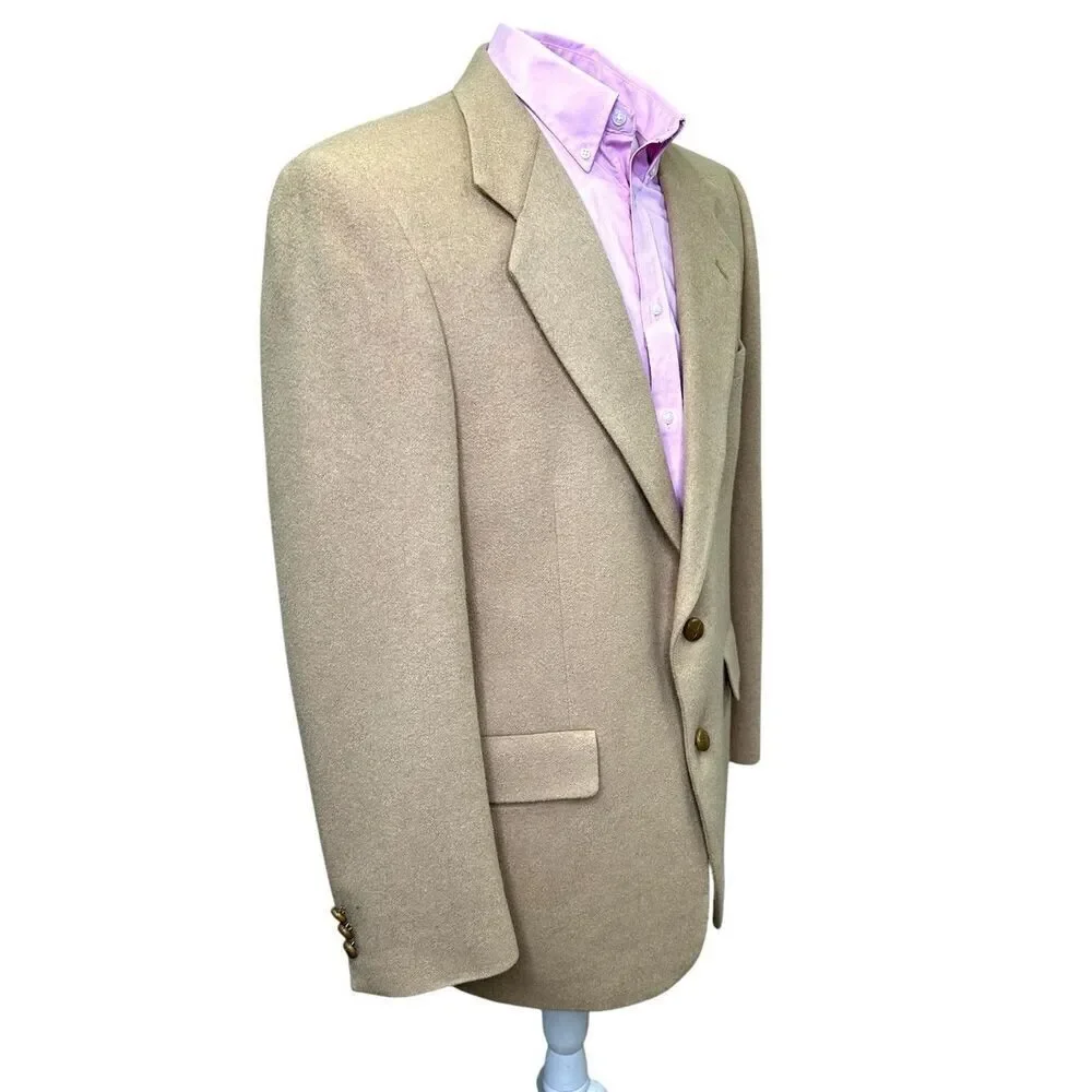 44R Vintage Kuppenheimer Soft Tan Camel Hair 2-Button Sport Coat Blazer Jacket